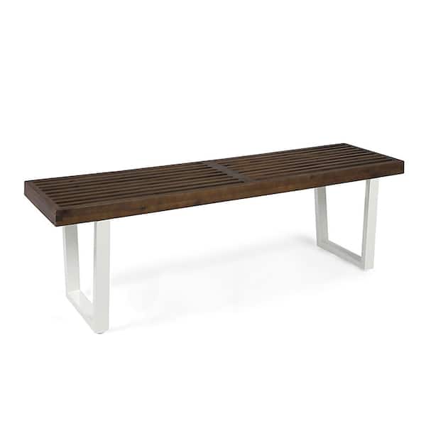 Fresno 14.50 in. 3-Person Multi-Brown Metal Outdoor Patio Bench