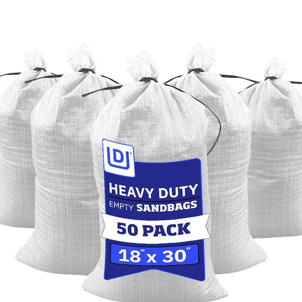 18 in. x 30 in. White Woven Flood Barrier Sand Bags with Tie String (50-Pack)