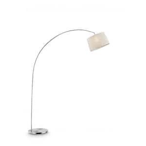 84.5 in. Silver 1 Light 1-Way (On/Off) Standard Floor Lamp for Bedroom with Cotton Round Shade