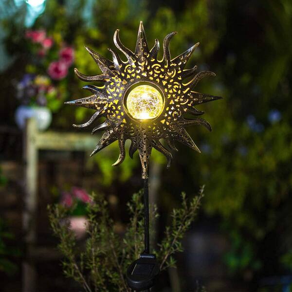 OGETFUUR Sun Solar Lights Garden Outdoor Waterproof Metal