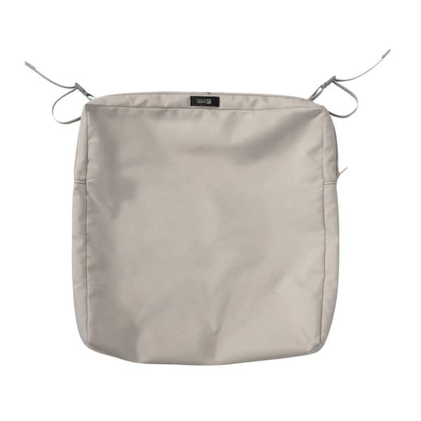 Classic Accessories Ravenna 21 in. W x 19 in. D x 3 in. H Rectangular Patio Seat Cushion Slip Cover in Mushroom