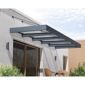 Sophia 5 ft x 16 ft. Gray/Clear Door and Window Awning