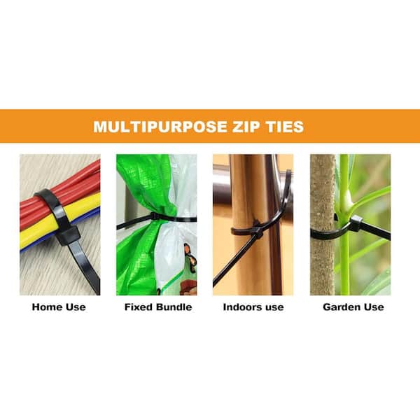 Ahfiwaso 1000Piece 8 in. Heavy Duty UV Resistant Nylon Cable Zip