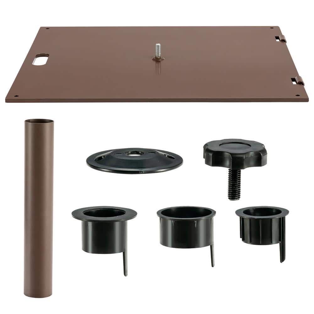 Brown Steel Square Patio Umbrella Base with Wheels and Handle