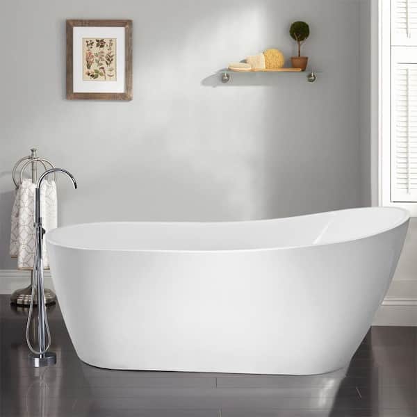 Vanity Art Poitiers 67 in. Acrylic Flatbottom Left Bathtub in White