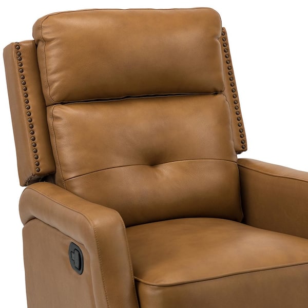 ARTFUL LIVING DESIGN Ifigenia 28.74 The Home in. W Rocker Leather Depot Tufted Z2LBCH0058-CAMEL Swivel with Genuine Recliner - Camel Back