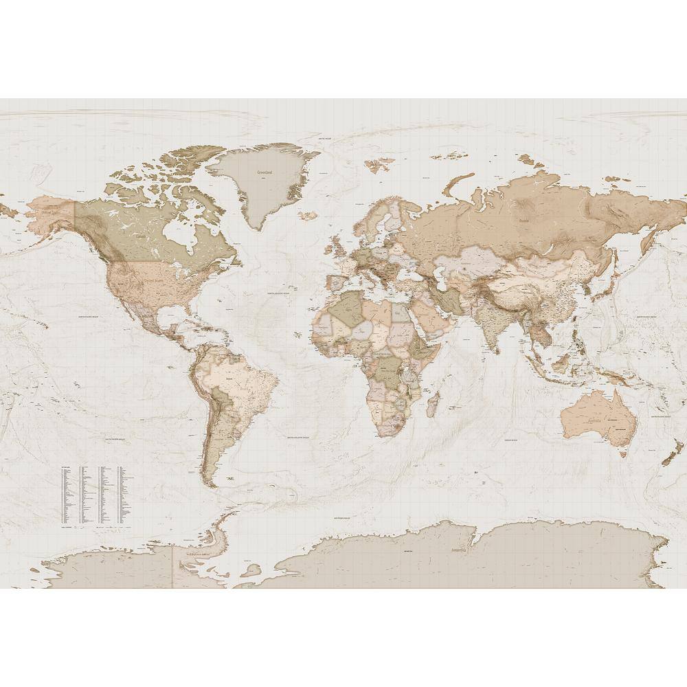 Komar Earth Map Wall Mural X7 1015 The Home Depot