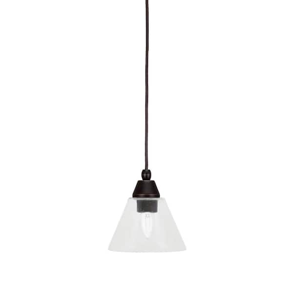 Unbranded Bryson 7 in. 1-Light Dark Granite Cord Pendant Light with 7 in. Clear Bubble Glass Shade, no bulb included