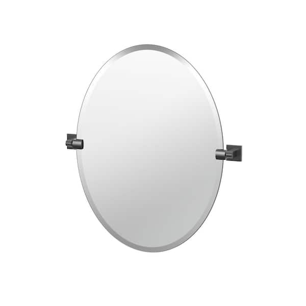 Gatco Elevate 26.5 in. x 24 in. Frameless Oval Mirror in Matte Black