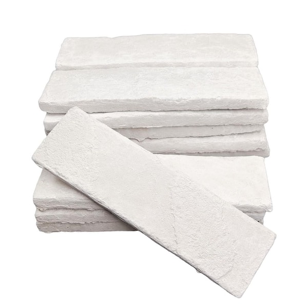 7.9 in. x 2.4 in. x 0.5 in. White Gypsum Thin Brick Veneers for Kitchen Tailboards, Fireplaces, Living Rooms (20-Pack)