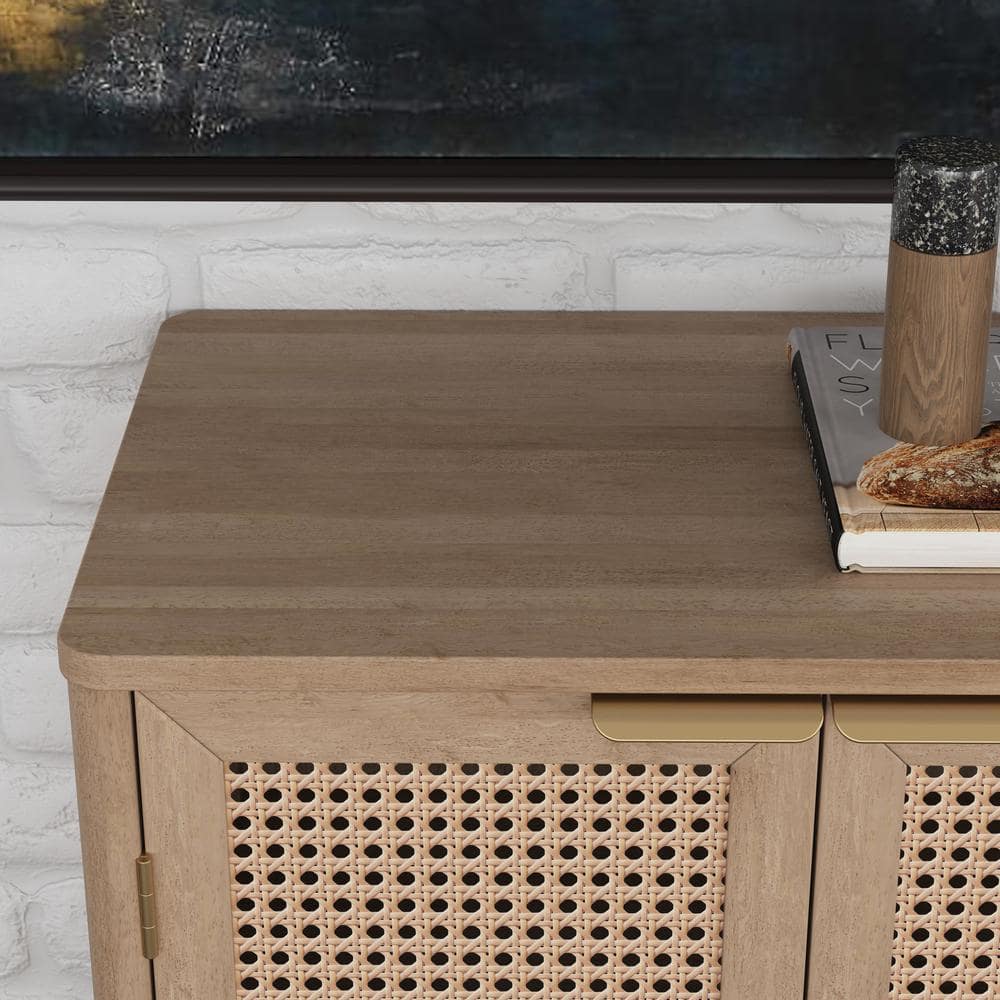 Brentwood Light Oak and Cane Bar Cabinet