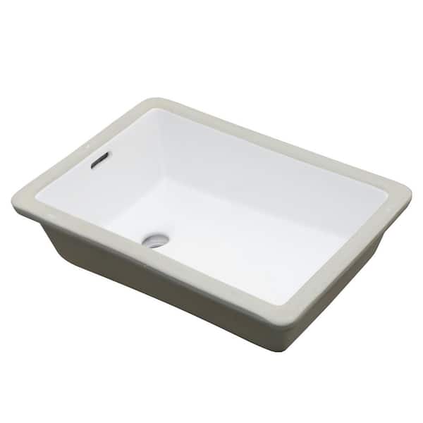 13.75 in. Undermount Rectangular Bathroom Sink with Overflow Drain in White Ceramic