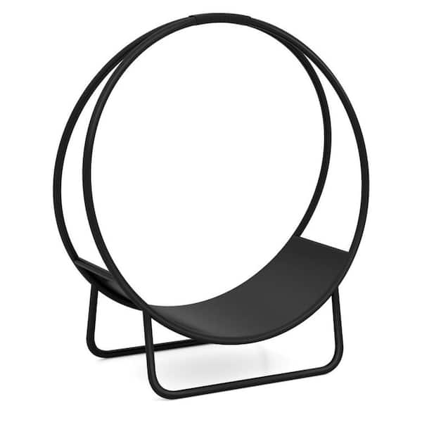 Firewood Log Hoop 20 in. Round Heavy-duty Metal Curved Log Firewood Rack with Stand