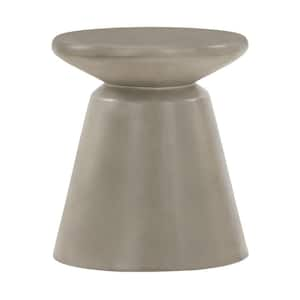 16 in. Gray Round Concrete End Table with Pedestal Base