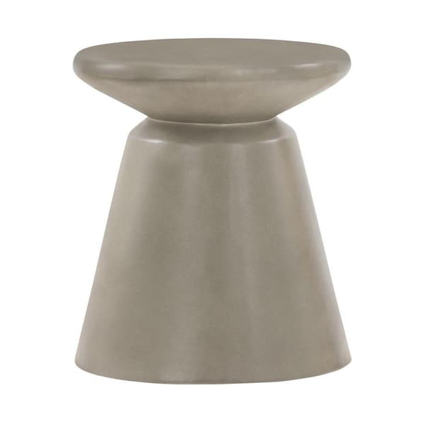 Benjara 16 in. Gray Round Concrete End Table with Pedestal Base