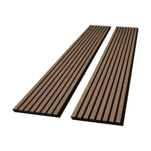 Acoustic Brown Walnut Interlocking Decorative MDF Wall Paneling 2-Piece (16.54 Sq. Ft./Pack) 1 in. x 2.1/8 ft. x 8 ft.