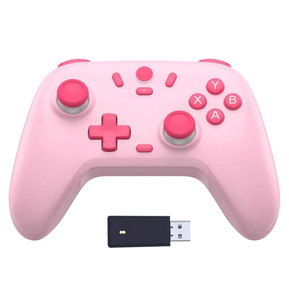 OBJLGEV Wireless Game Controller 2.4G Bluetooth for Windows PC iPhone Android Switch and Steam Deck with Hall Effect Pink