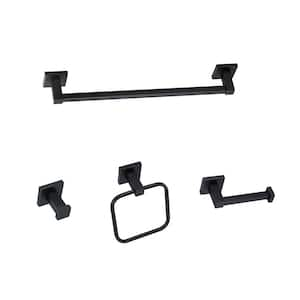 4-Piece Bath Hardware Set 18 in. with Mounting Hardware in Matte Black