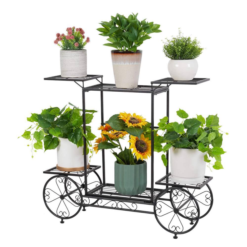 Black Iron 6-Tier Parisian Style Plant Display Cart