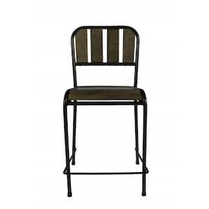 24.5 in. Brown High Back Metal Bar Chair with Wood Seat