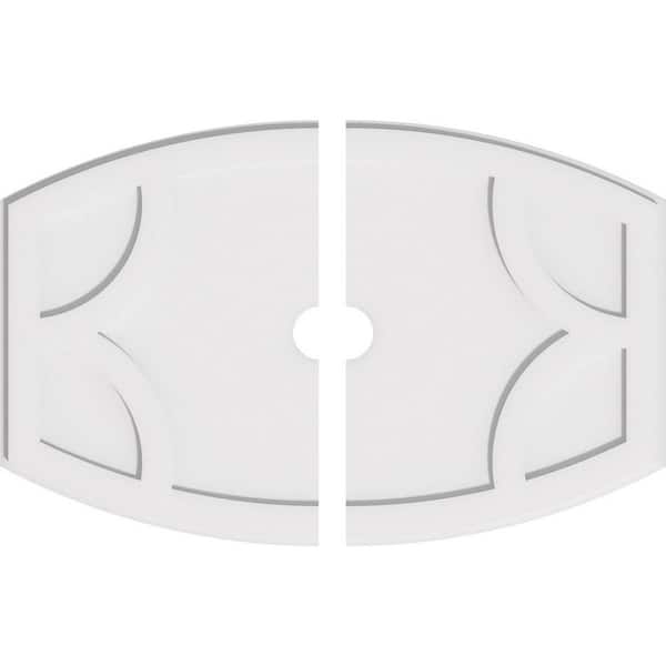 Ekena Millwork 36 in. W x 24 in. H x 3 in. ID x 1 in. P Kailey Architectural Grade PVC Contemporary Ceiling Medallion (2-Piece)
