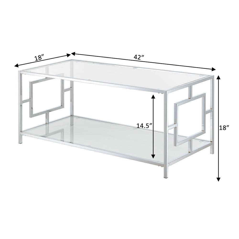 Town Square Chrome and Glass Coffee Table with Two Shelves
