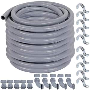 1/2 in. x 150 ft. Gray PVC Flexible Liquid Tight ENT (Electrical Nonmetallic) Conduit with 5 Conduit Connector Fittings