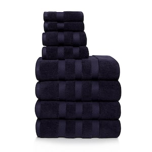 Infinity 8-Piece Navy Solid Cotton Bath Towel Set