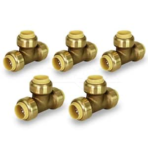 3/4 in. Tee Pipe Fittings Push to Connect PEX Copper, CPVC Brass (5-Pack)