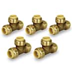 1/2 in. Tee Pipe Fittings Push to Connect PEX Copper, CPVC Brass (5-Pack)