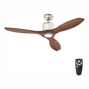 Reagan 52 in. LED Indoor Brushed Nickel Ceiling Fan with Light Kit and Remote Control