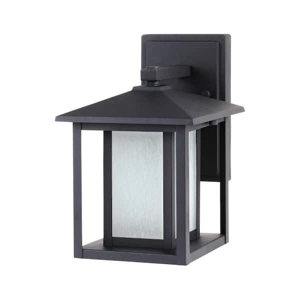 Generation Lighting - Hunnington 1-Light Black Outdoor 11 in. Wall Lantern Sconce
