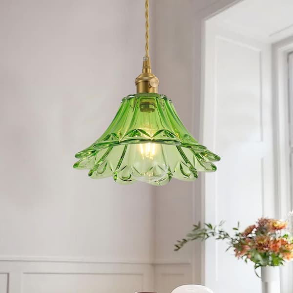 aiwen 40-Watt 9.17 in. 1-Light Vintage Green Pendant Light Kitchen