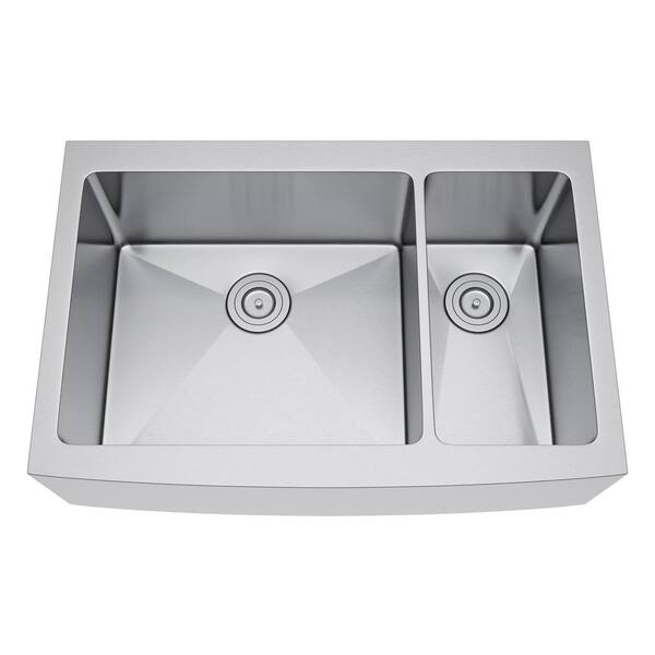 Exclusive Heritage All-in-One Farmhouse Stainless Steel 36 in. 70/30 Double Bowl Kitchen Sink