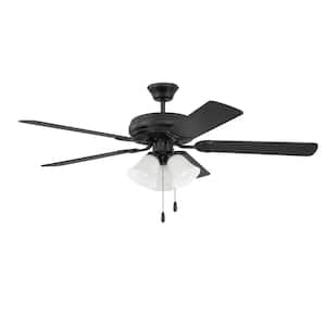Decorator's Choice 52 in. Indoor Tri-Mount 3-Speed Reversible Motor Flat Black Finish Ceiling Fan with 3-Light Kit