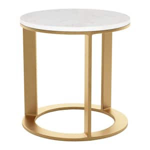 Helena 18 in.W White 18 in.H Round Marble End Table