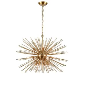 12-Light Brass No Decorative Accents Shaded Star Chandelier for Dining Room, Foyer with No Bulbs Included