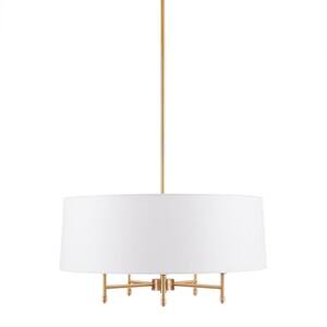 5-Light Gold Drum Shade Chandelier for Kitchen Island, Living Room