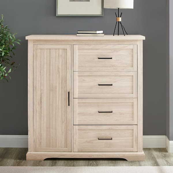 Walker Edison Furniture Company 45 in. W. Birch Wood 4-Drawer and 1-Cabinet Transitional Wardrobe