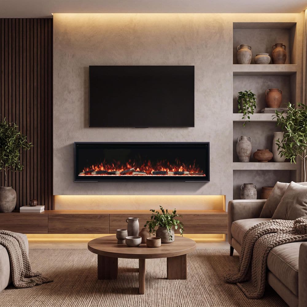 Reviews for Mondawe 60 in. Smart WiFi Wall Mount Electric Fireplace, 13 ...