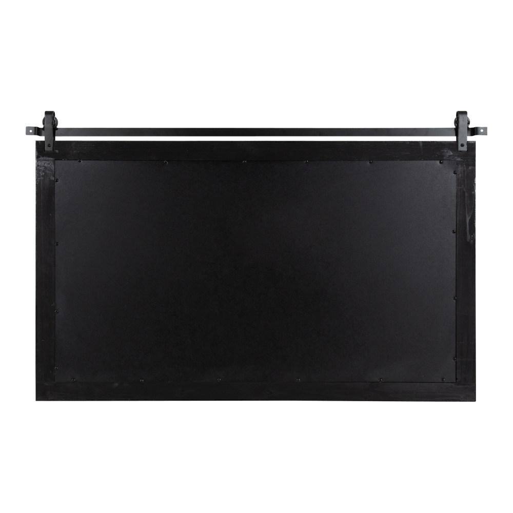 Walnut Brown Farmhouse Barn Door Wall Mirror with Metal Brackets
