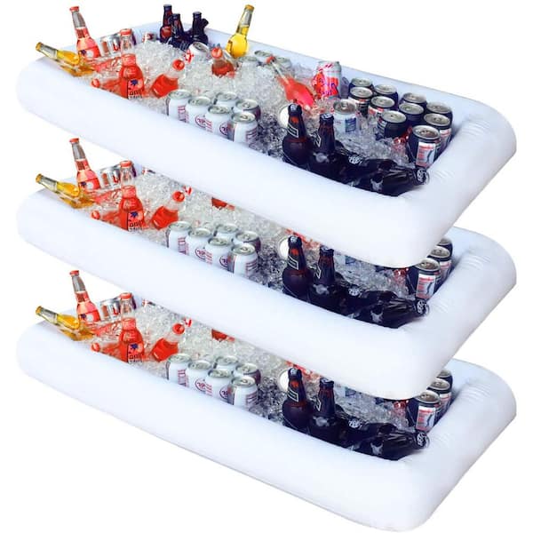 Novelty Place 24 in. Inflatable Ice Serving Buffet Bar Salad Food and Drinks Tray for Party Picnic and Camping (3-Pack)