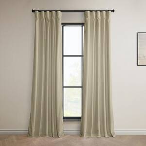 Macchiato Beige Velvet Rod Pocket Room Darkening Curtain - 50 in. W x 84 in. L (1 Panel)