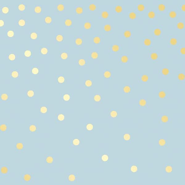 Tempaper Falling Dots Powder Blue Metallic Gold Wallpaper Border Tk609 The Home Depot - Polka Dot Wallpaper Home Depot