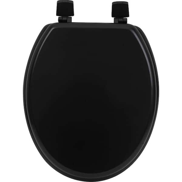 Unbranded Oval Closed Wood Front Toilet Seat Solid in Matt Black