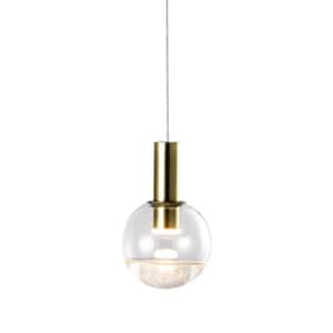 Sienna 5 in. ETL Certified Integrated LED Pendant Lighting Fixture with Globe Shade, Brass