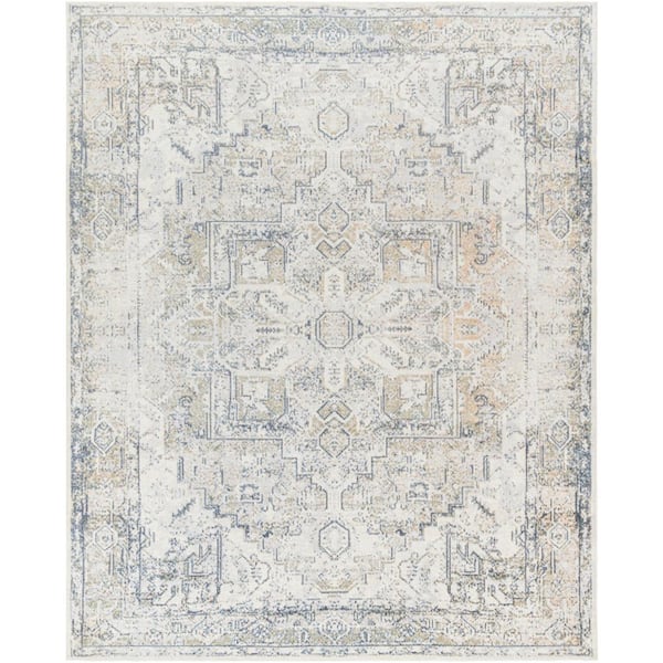 Livabliss Lillian Charcoal/Light Brown 8 ft. x 10 ft. Medallion Machine-Washable Indoor Area Rug
