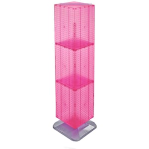 64 in. H x 14 in. W Styrene Pegboard Tower Floor Display on Revolving Base in Pink