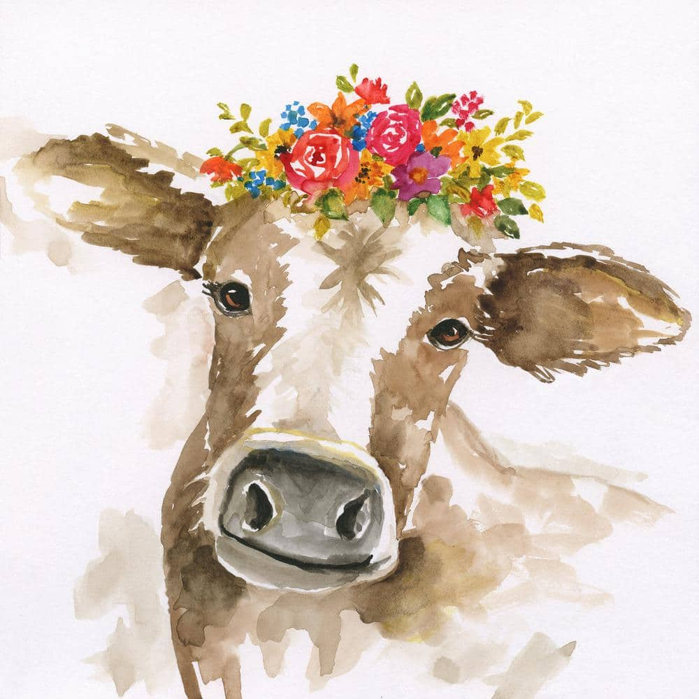 Floral Cow Diamond Painting finished Product 