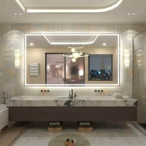 72 in. W x 40 in. H Rectangular Frameless Front & Back LED Lighted Anti-Fog Tempered Glass Wall Bathroom Vanity Mirror